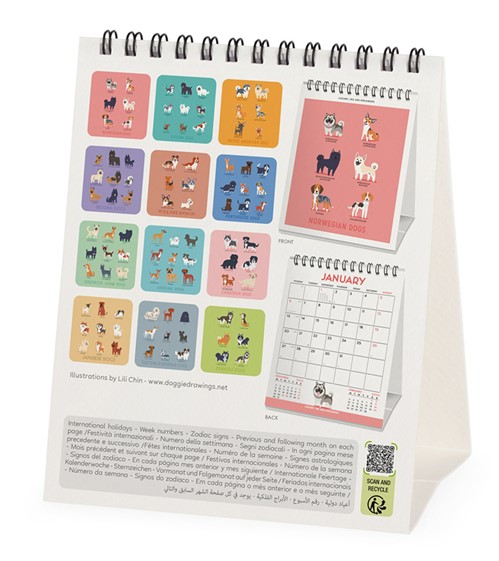 CALENDARIO DESK - 2025 - DOGS OF THE WORLD - 12X14,5 - DOGS